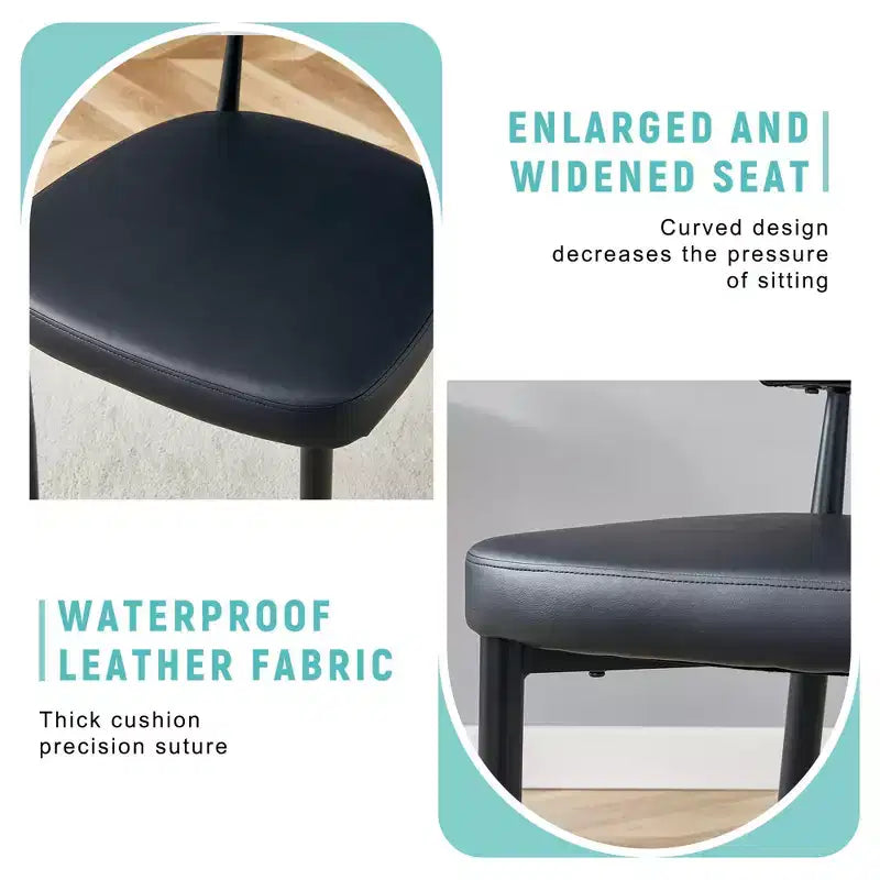 MAYEERTY Lot de 4 chaises de salle à manger ergonomiques noires minimalistes dossier incurvé assise confortable