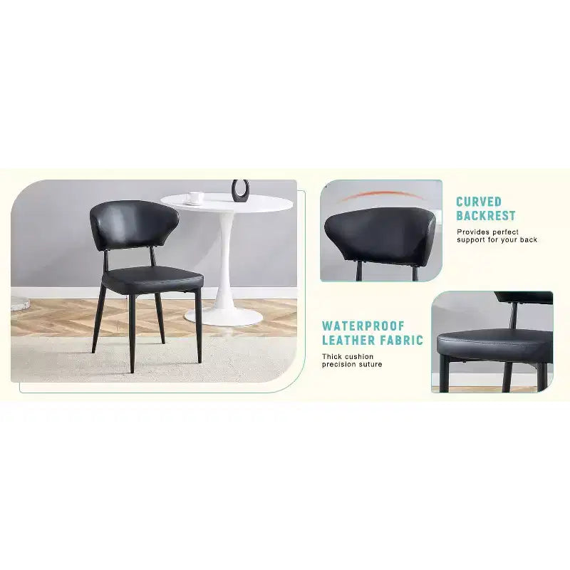 MAYEERTY Lot de 4 chaises de salle à manger ergonomiques noires minimalistes dossier incurvé assise confortable