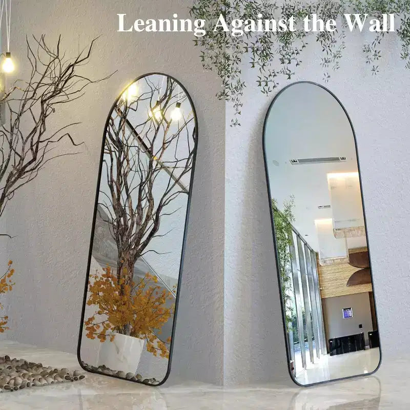 Acekool 71x32 Arched Full Length Mirror, Black Aluminum Frame, Large Standing Mirror for Living Room, Bedroom, Entryway