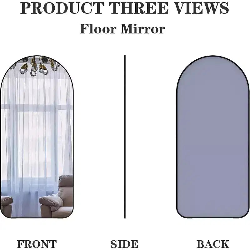 Acekool 71x32 Arched Full Length Mirror, Black Aluminum Frame, Large Standing Mirror for Living Room, Bedroom, Entryway