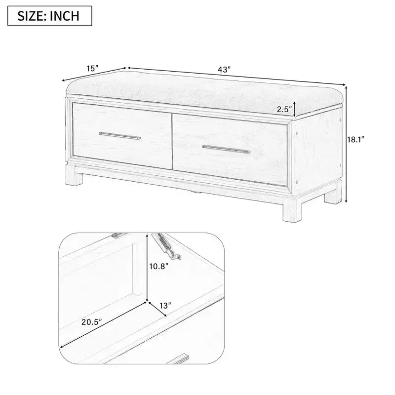 Banc à chaussures TUYOHW avec coussin amovible, banc d'entrée avec rangement caché pour salon, entrée et couloirs, marine