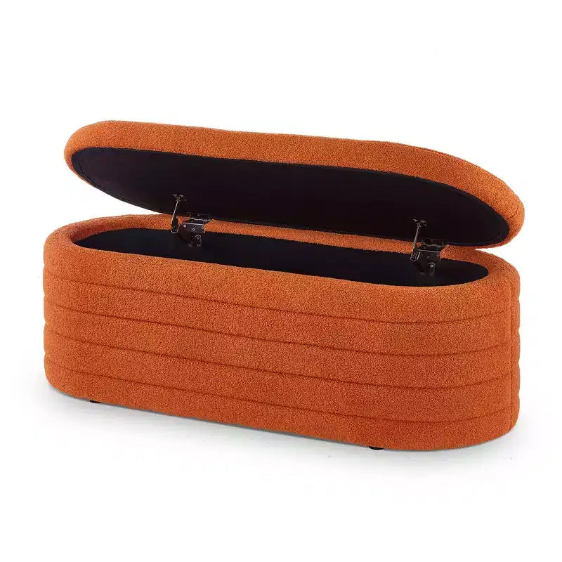 TUYOHW Modern Storage Ottoman Bench, Upholstered Bed Bench with Storage, Bed Stool with Safety Hinge for Bedroom, Orange
