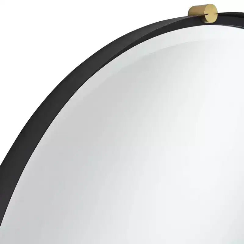 Uttermost Ronson 34 Gold and Matte Black Round Wall Mirror