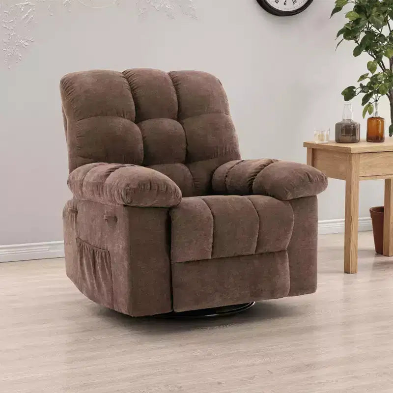 GustoWave Oversized Swivel Rocker Recliner Chair for Adult, 360 Swivel Rock Manual Recliner, Comfy Soft Fabric Reclining Sofa