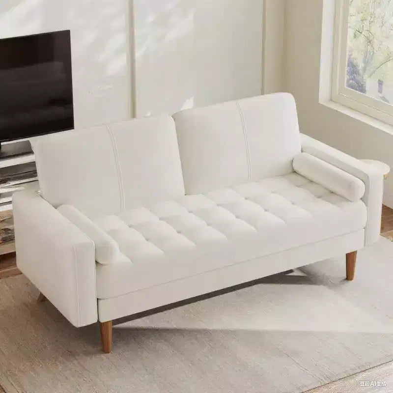 Dyonery 2-seater sofa, 55-inch velvet sofa with velvet cushion and pillow, Mid-century modern sofa, suitable for living room, apartment