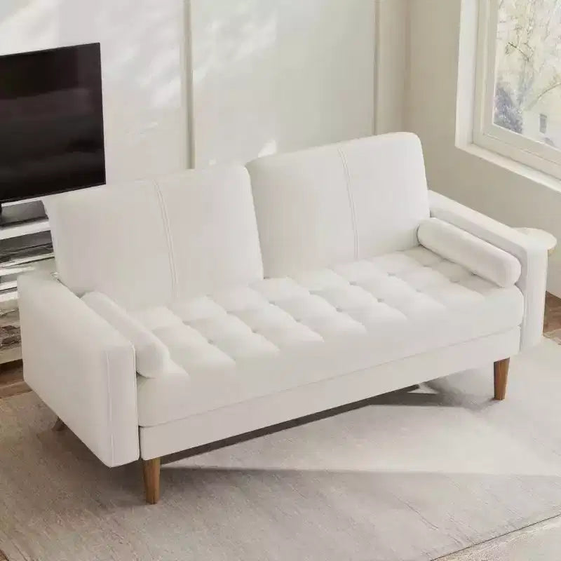 Dyonery 2-seater sofa, 55-inch velvet sofa with velvet cushion and pillow, Mid-century modern sofa, suitable for living room, apartment