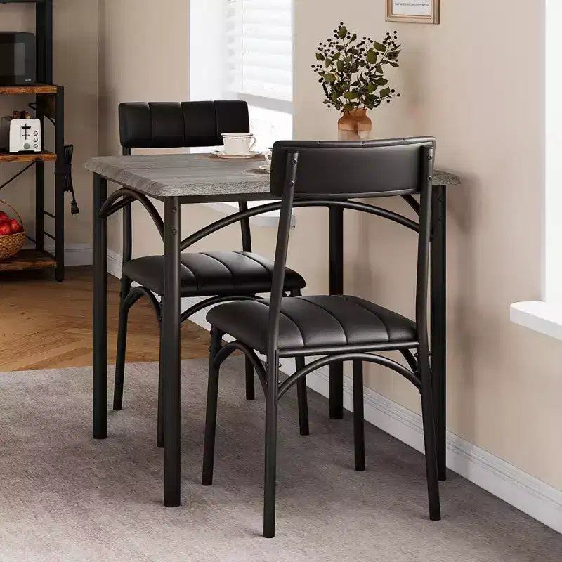 Compact Dining Set for Small Spaces - 2-Chair Breakfast Nook with Metal Frame, Space-Saving Kitchen Table