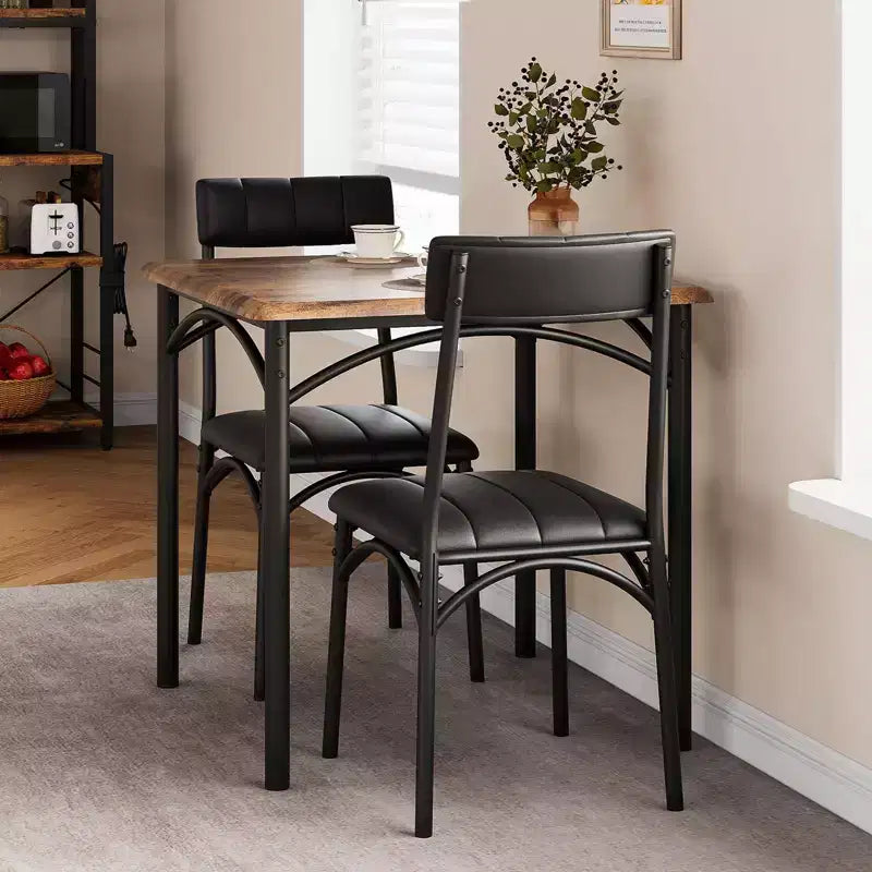 Compact Dining Set for Small Spaces - 2-Chair Breakfast Nook with Metal Frame, Space-Saving Kitchen Table