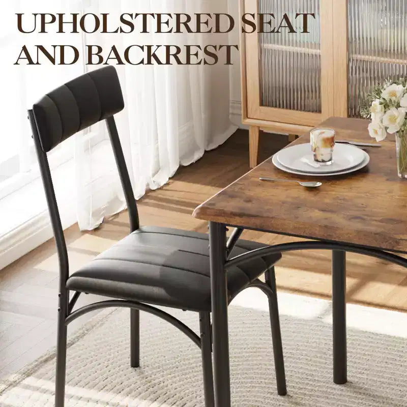 Compact Dining Set for Small Spaces - 2-Chair Breakfast Nook with Metal Frame, Space-Saving Kitchen Table