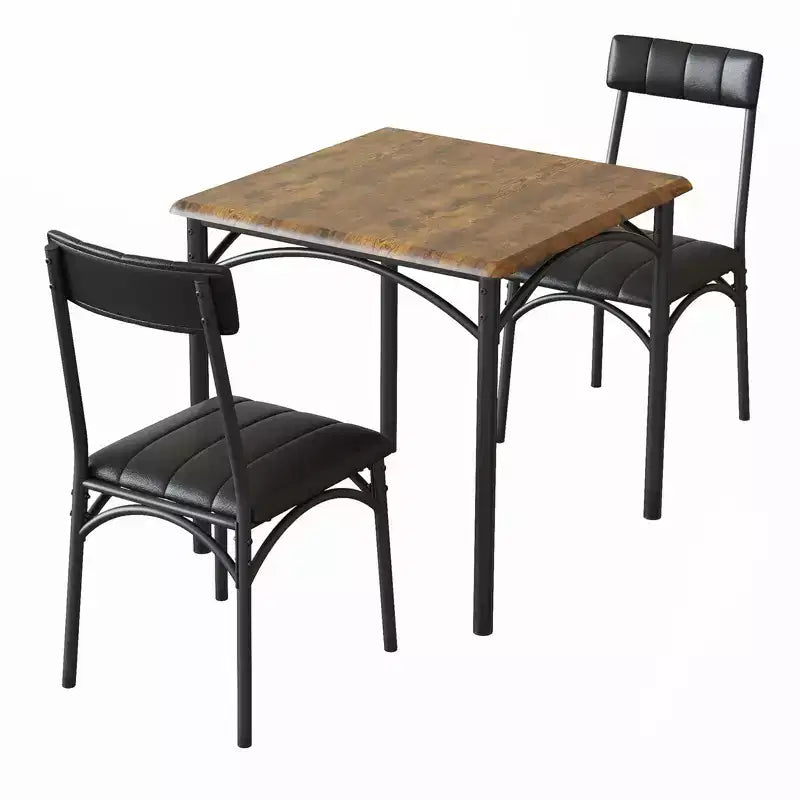 Compact Dining Set for Small Spaces - 2-Chair Breakfast Nook with Metal Frame, Space-Saving Kitchen Table