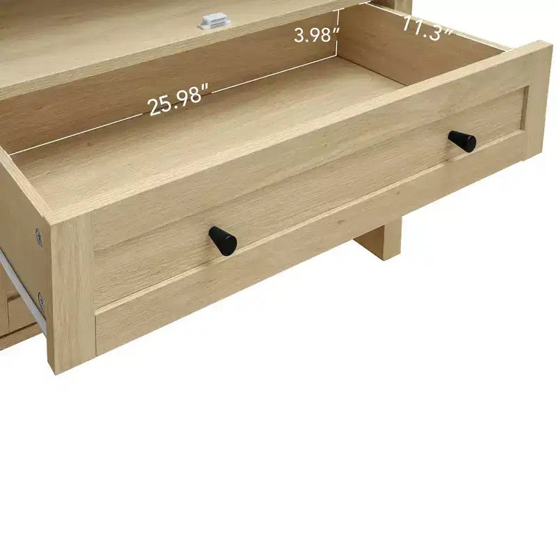 Meuble de cuisine Okak avec arche, Meuble haut avec 2 tiroirs et porte en rotin, Armoire polyvalente pour salon et salle à manger, Naturel