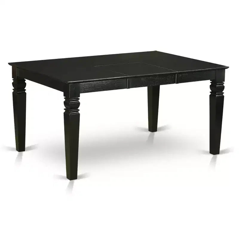 HomeStock Belmont 7Pc Dinette Set Includes a Rectangular Kitchen Table with Butterfly Leaf and Six Parson Chairs with Light Beige Fabric, Black Finish