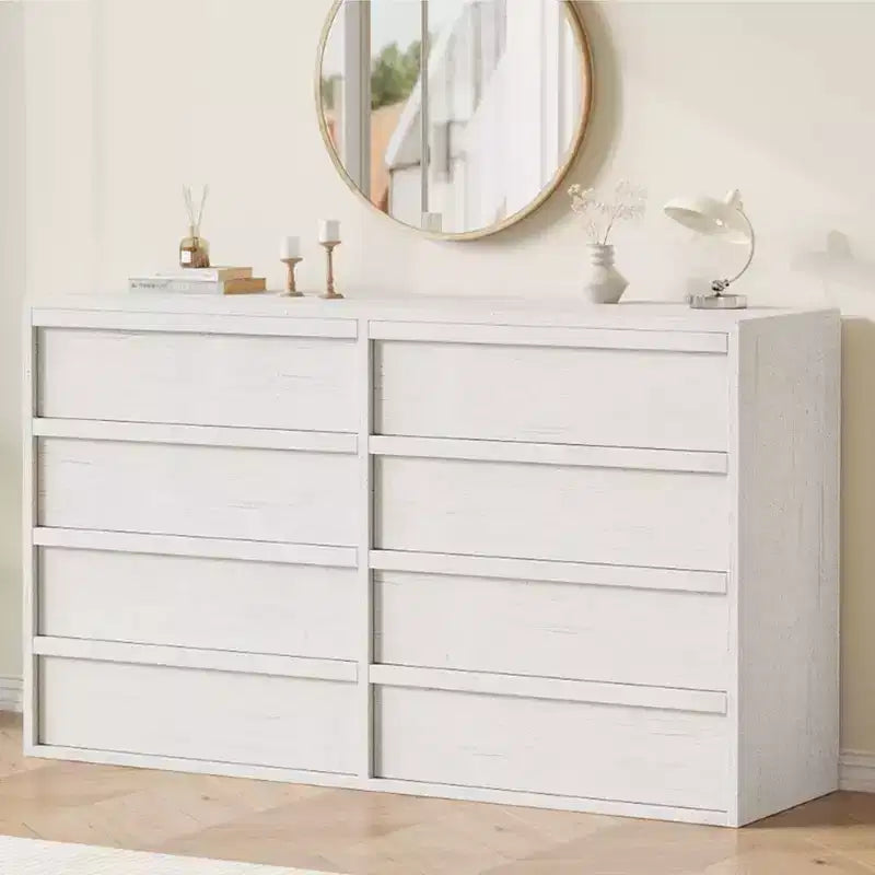 Modern Double Dresser Organizer with 6/ 7 /8 Drawers, Wooden Chest of Drawers for Living Room, Hallway, Entryway, Office
