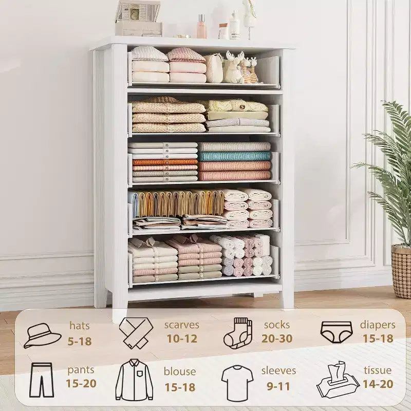 Commode de ferme à 5 tiroirs pour chambre, commode haute de 114,8 cm, tiroir vertical avec rangement autoportant, coffre de rangement en bois pour chambre