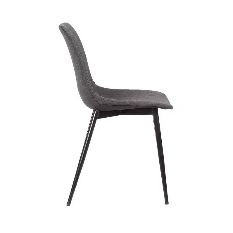 Armen Living, Chaise de salle à manger contemporaine Monte en similicuir anthracite avec pieds en métal thermolaqué noir