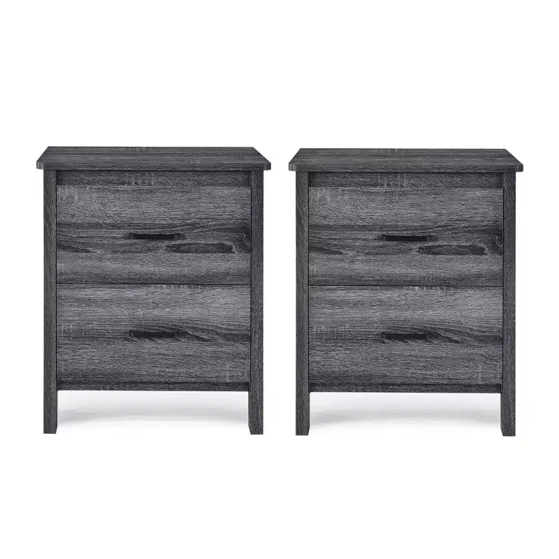 Tables de chevet contemporaines Titeca de GDFStudio en bois à 2 tiroirs (ensemble de 2)