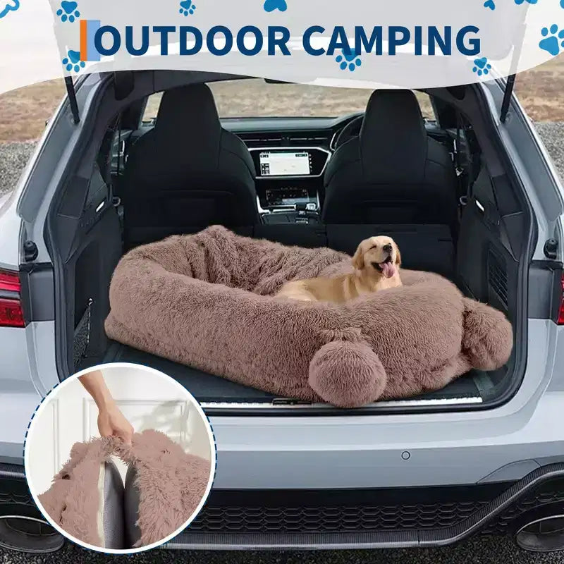 Human Dog Bed, 71''x45''x12'' Large Dog Bed with Blanket, Storage Pockets, Portable Handle, Removable Cover, Human Size Pet Bed for Adult