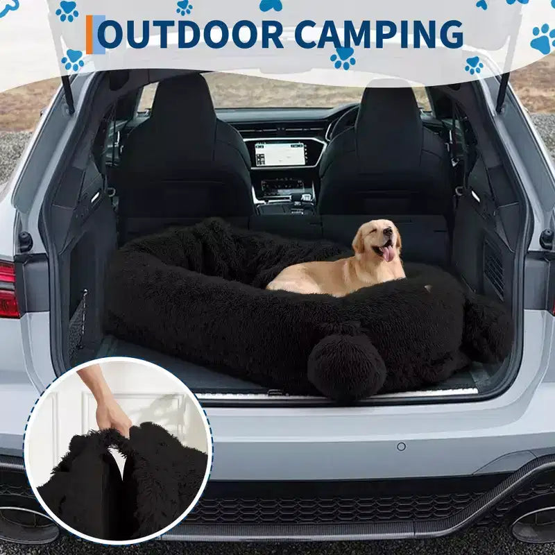 Human Dog Bed, 71''x45''x12'' Large Dog Bed with Blanket, Storage Pockets, Portable Handle, Removable Cover, Human Size Pet Bed for Adult
