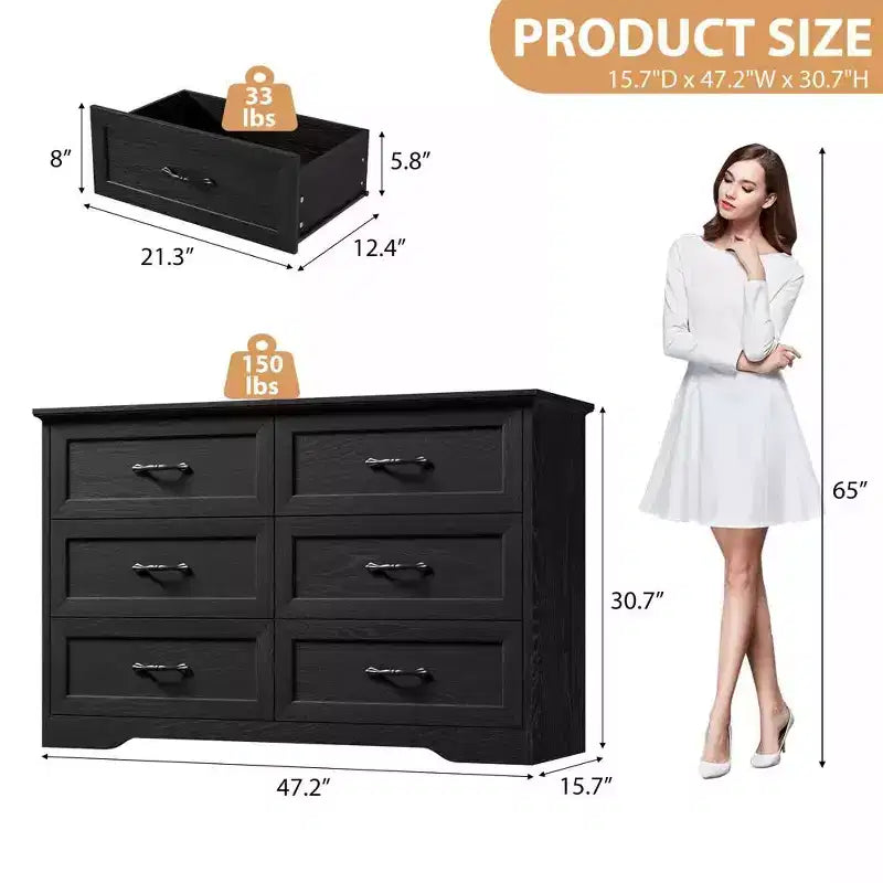 5/6 Drawers Dresser for Bedroom,Chest of Drawers,Farmhouse Modern Wooden Dresser,Storage Organizer Dresser for Bedroom,Living Room,Kids Room