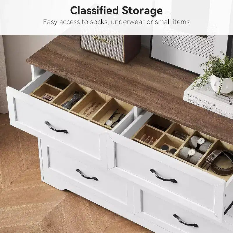 5/6 Drawers Dresser for Bedroom,Chest of Drawers,Farmhouse Modern Wooden Dresser,Storage Organizer Dresser for Bedroom,Living Room,Kids Room