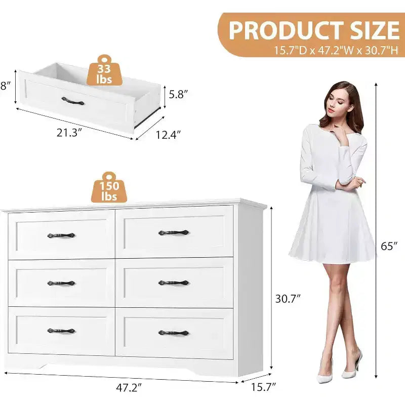 5/6 Drawers Dresser for Bedroom,Chest of Drawers,Farmhouse Modern Wooden Dresser,Storage Organizer Dresser for Bedroom,Living Room,Kids Room