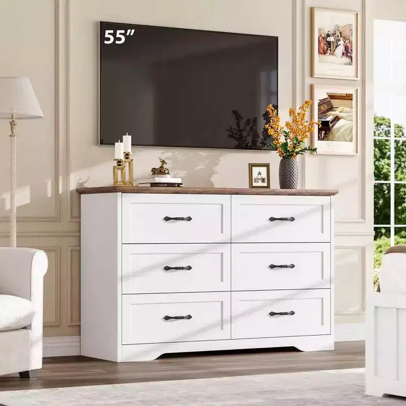 5/6 Drawers Dresser for Bedroom,Chest of Drawers,Farmhouse Modern Wooden Dresser,Storage Organizer Dresser for Bedroom,Living Room,Kids Room