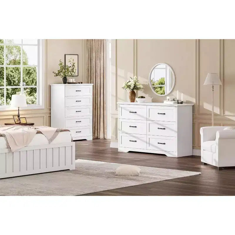 5/6 Drawers Dresser for Bedroom,Chest of Drawers,Farmhouse Modern Wooden Dresser,Storage Organizer Dresser for Bedroom,Living Room,Kids Room