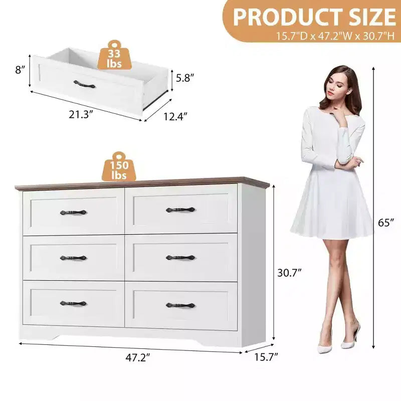 5/6 Drawers Dresser for Bedroom,Chest of Drawers,Farmhouse Modern Wooden Dresser,Storage Organizer Dresser for Bedroom,Living Room,Kids Room
