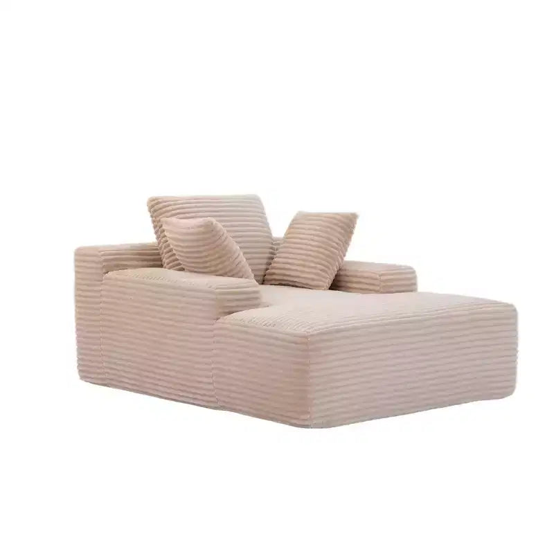 Whisen Modern Corduroy Single Sleeper Sofa & Chaise Lounge Chair & Daybed with Accent Pillows, No Assembly Required