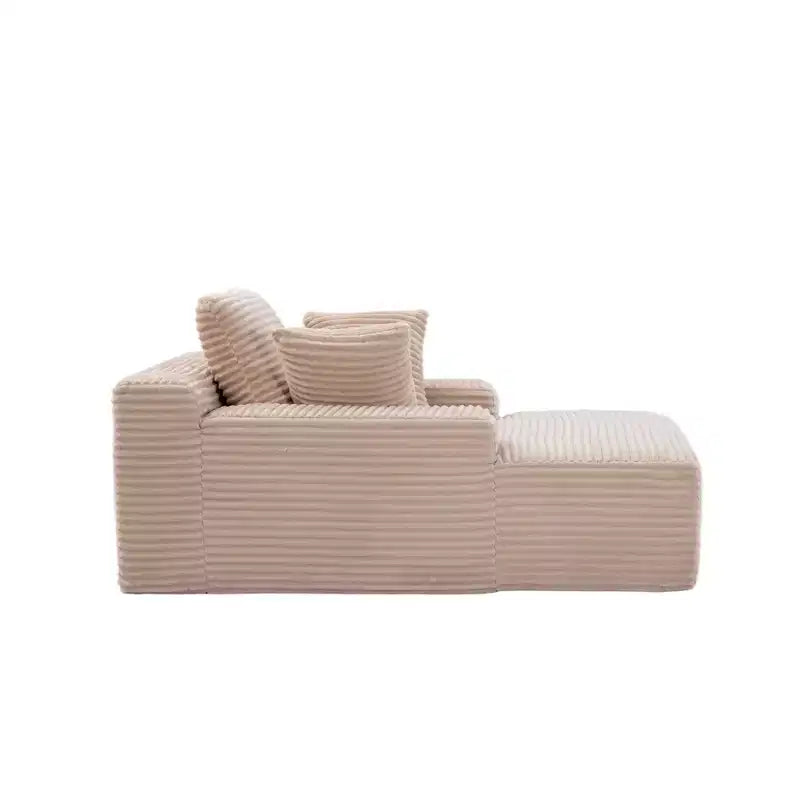 Whisen Modern Corduroy Single Sleeper Sofa & Chaise Lounge Chair & Daybed with Accent Pillows, No Assembly Required