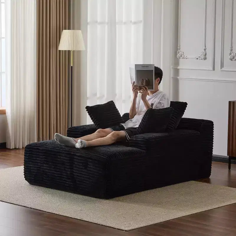 Whisen Modern Corduroy Single Sleeper Sofa & Chaise Lounge Chair & Daybed with Accent Pillows, No Assembly Required