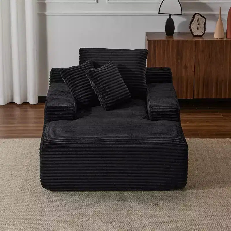 Whisen Modern Corduroy Single Sleeper Sofa & Chaise Lounge Chair & Daybed with Accent Pillows, No Assembly Required