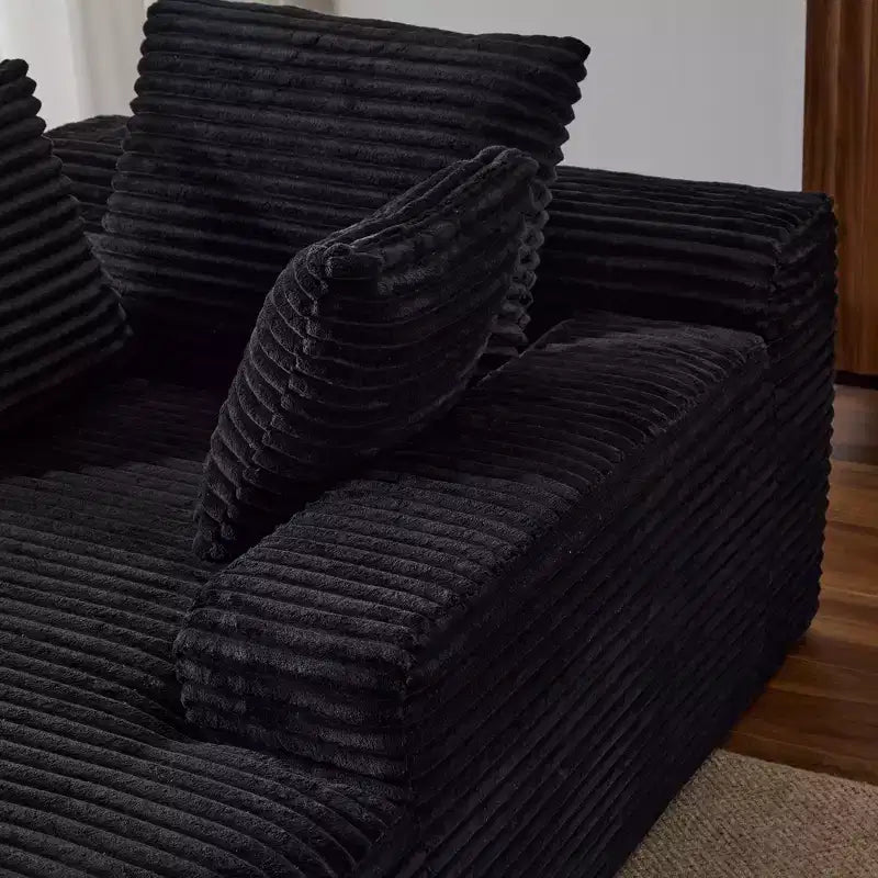 Whisen Modern Corduroy Single Sleeper Sofa & Chaise Lounge Chair & Daybed with Accent Pillows, No Assembly Required