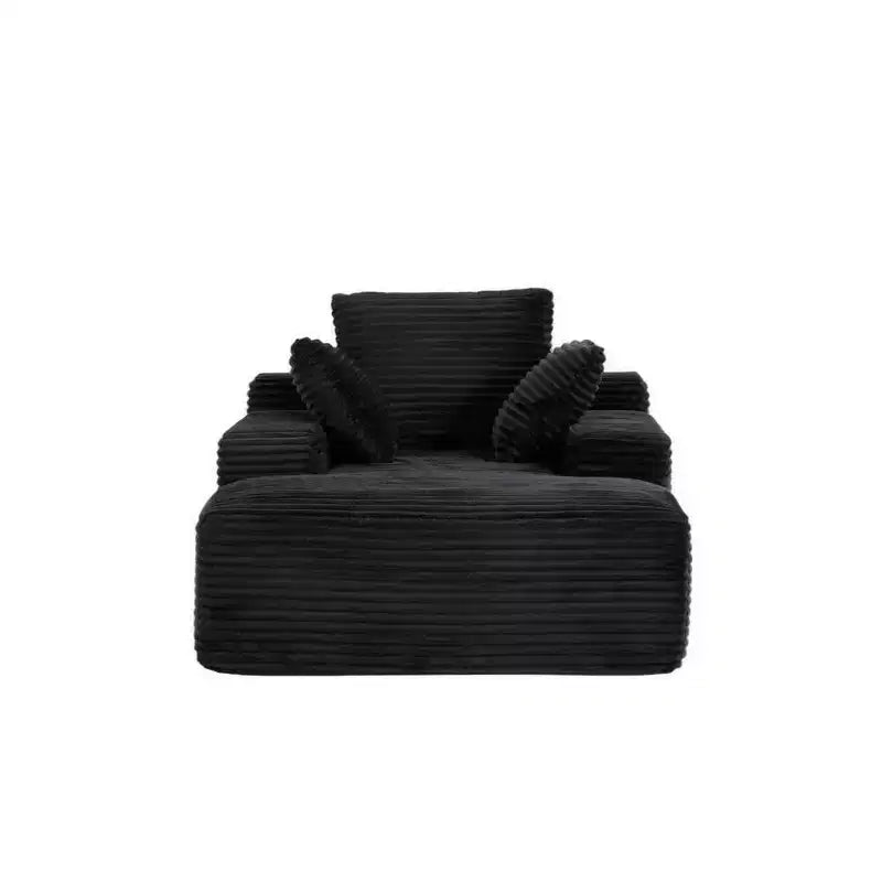Whisen Modern Corduroy Single Sleeper Sofa & Chaise Lounge Chair & Daybed with Accent Pillows, No Assembly Required