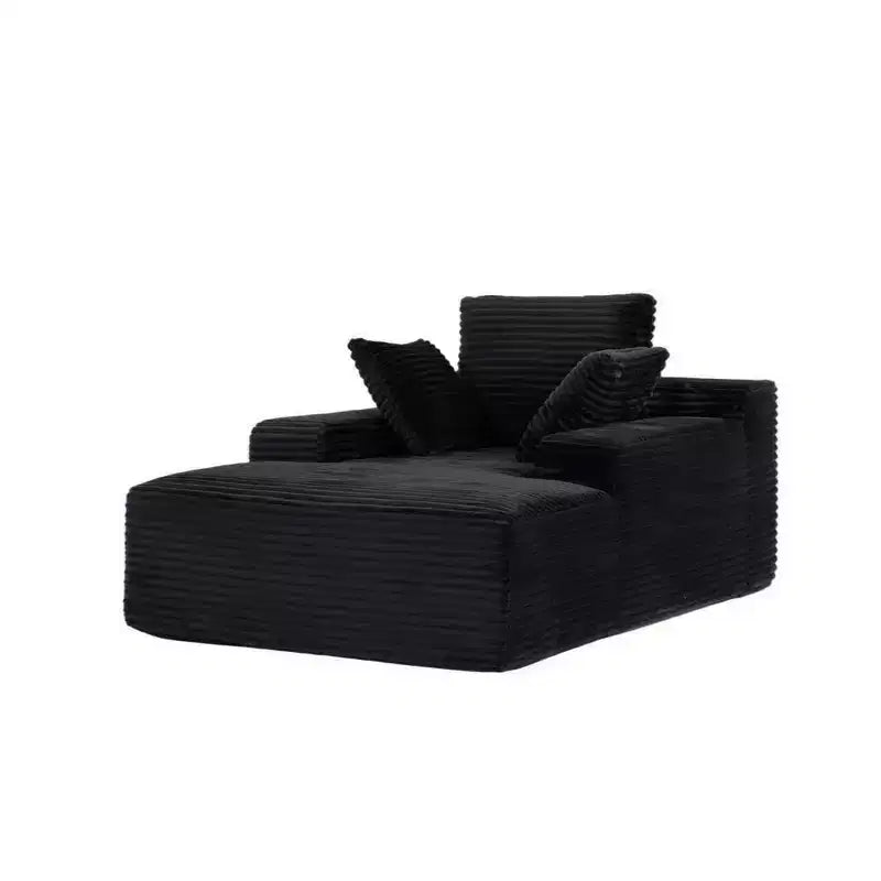 Whisen Modern Corduroy Single Sleeper Sofa & Chaise Lounge Chair & Daybed with Accent Pillows, No Assembly Required