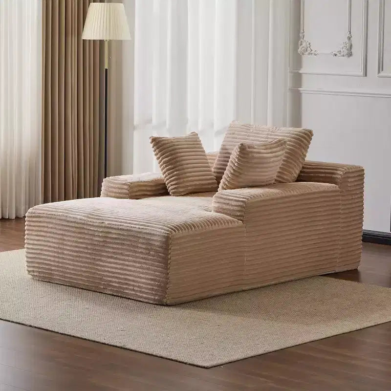 Whisen Modern Corduroy Single Sleeper Sofa & Chaise Lounge Chair & Daybed with Accent Pillows, No Assembly Required