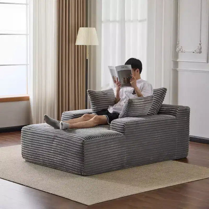 Whisen Modern Corduroy Single Sleeper Sofa & Chaise Lounge Chair & Daybed with Accent Pillows, No Assembly Required