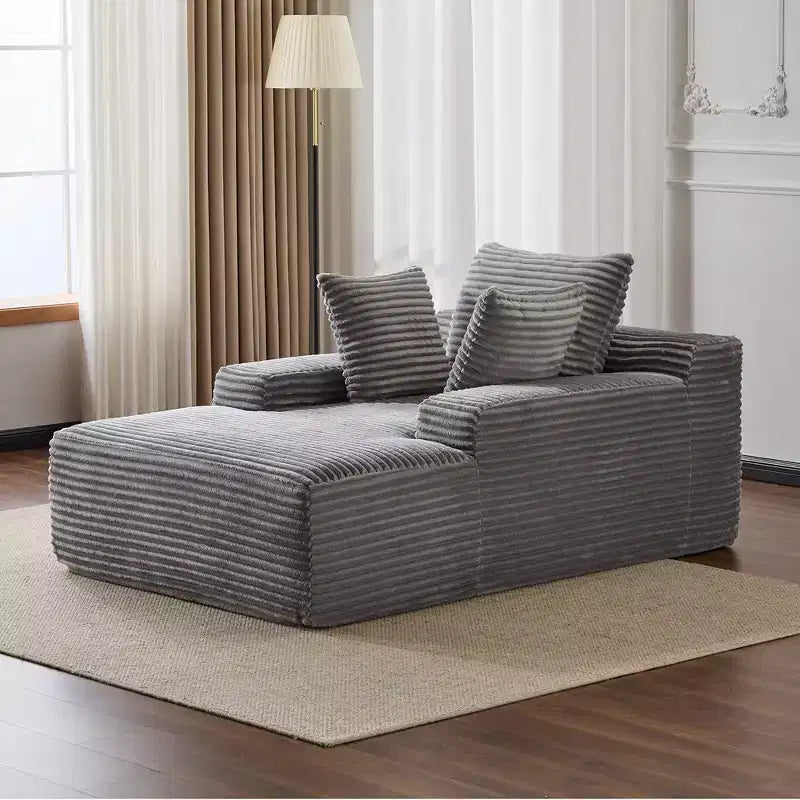 Whisen Modern Corduroy Single Sleeper Sofa & Chaise Lounge Chair & Daybed with Accent Pillows, No Assembly Required