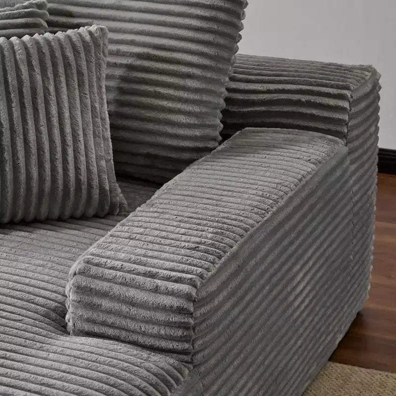 Whisen Modern Corduroy Single Sleeper Sofa & Chaise Lounge Chair & Daybed with Accent Pillows, No Assembly Required