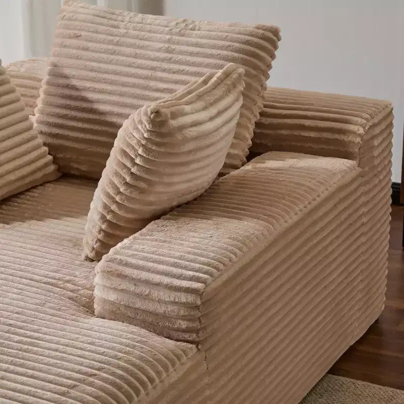 Whisen Modern Corduroy Single Sleeper Sofa & Chaise Lounge Chair & Daybed with Accent Pillows, No Assembly Required