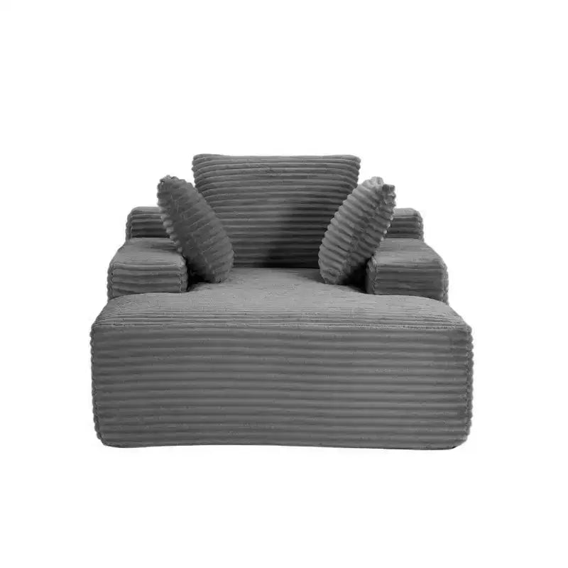 Whisen Modern Corduroy Single Sleeper Sofa & Chaise Lounge Chair & Daybed with Accent Pillows, No Assembly Required