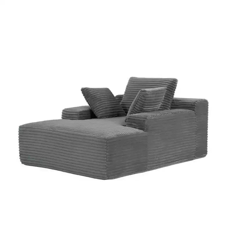 Whisen Modern Corduroy Single Sleeper Sofa & Chaise Lounge Chair & Daybed with Accent Pillows, No Assembly Required