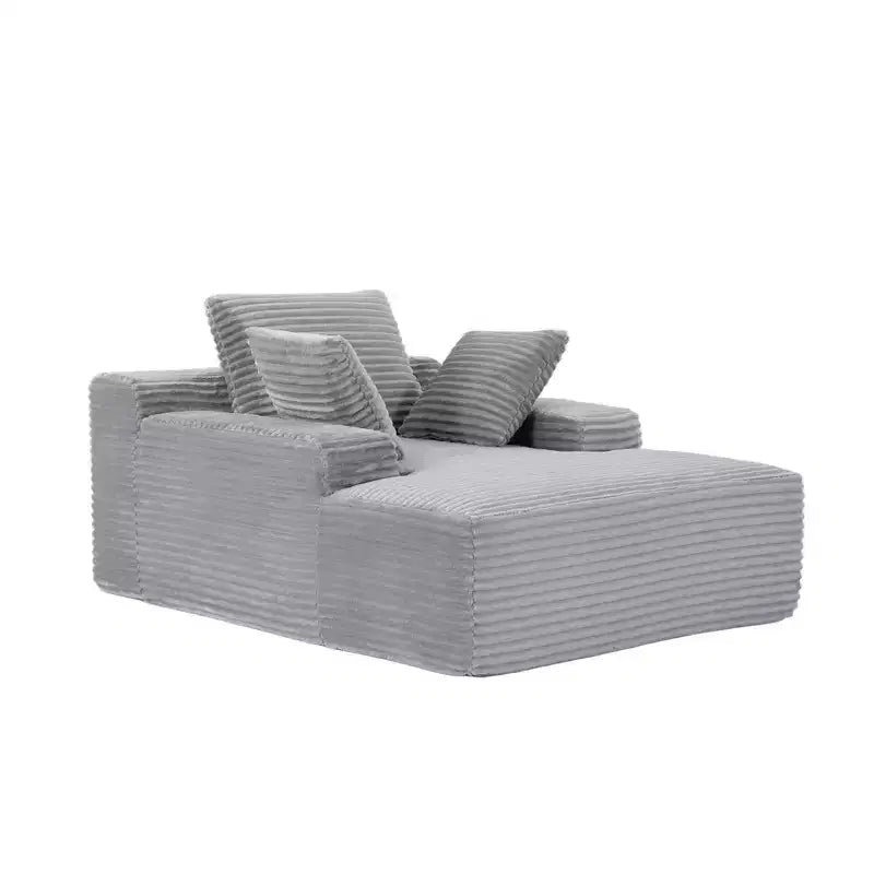 Whisen Modern Corduroy Single Sleeper Sofa & Chaise Lounge Chair & Daybed with Accent Pillows, No Assembly Required
