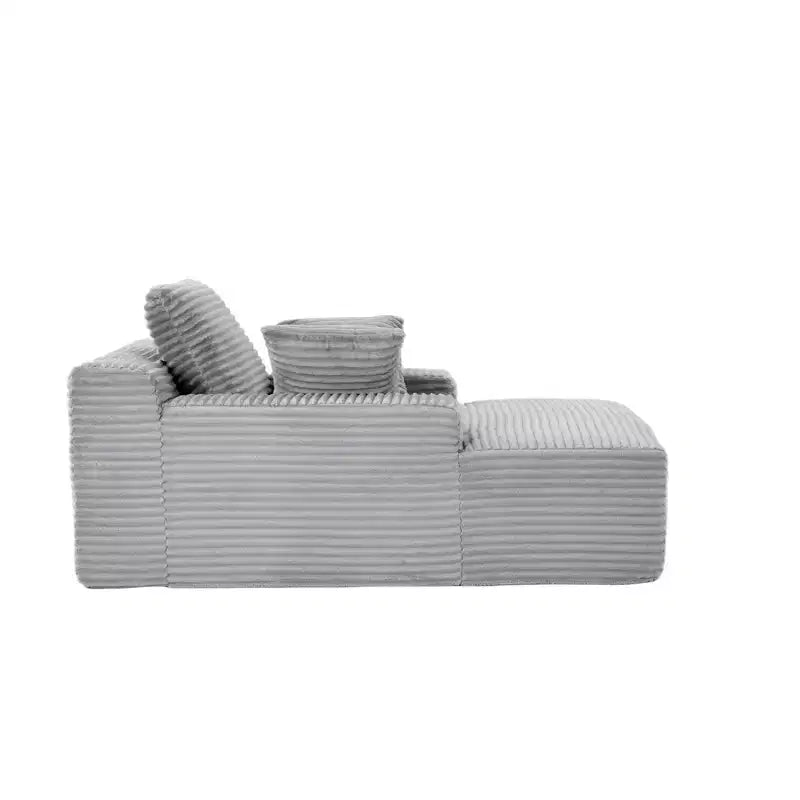 Whisen Modern Corduroy Single Sleeper Sofa & Chaise Lounge Chair & Daybed with Accent Pillows, No Assembly Required