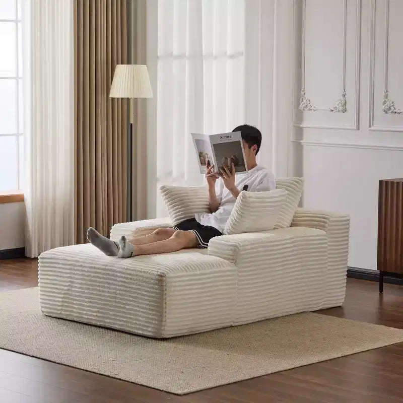 Whisen Modern Corduroy Single Sleeper Sofa & Chaise Lounge Chair & Daybed with Accent Pillows, No Assembly Required