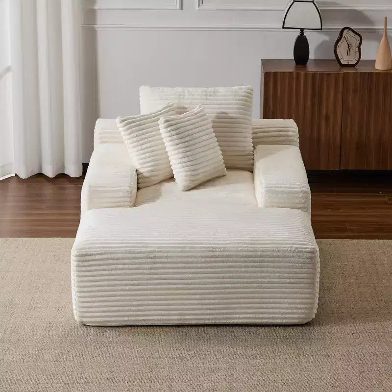 Whisen Modern Corduroy Single Sleeper Sofa & Chaise Lounge Chair & Daybed with Accent Pillows, No Assembly Required