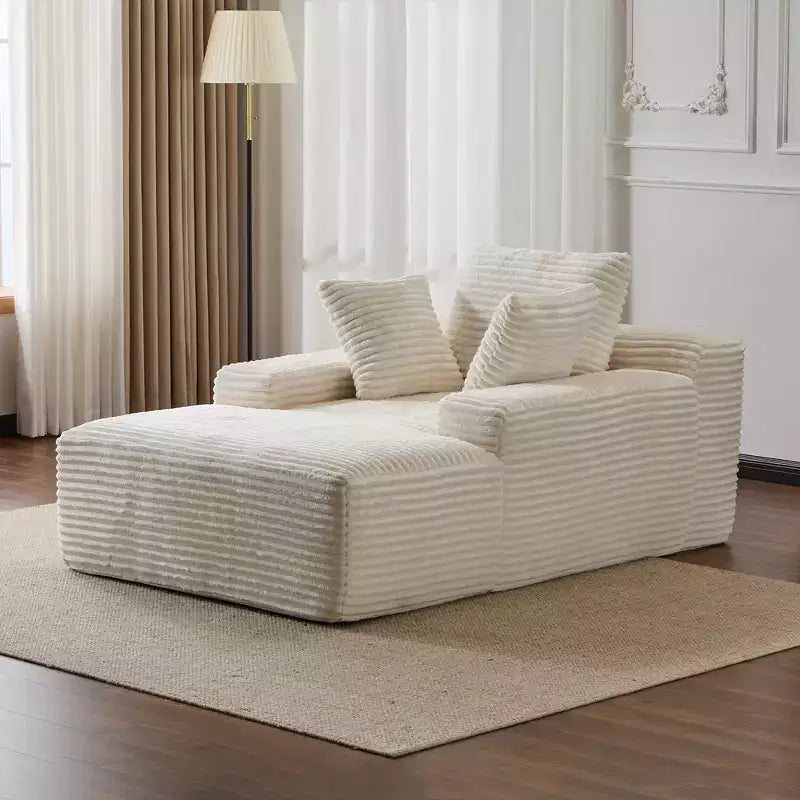 Whisen Modern Corduroy Single Sleeper Sofa & Chaise Lounge Chair & Daybed with Accent Pillows, No Assembly Required