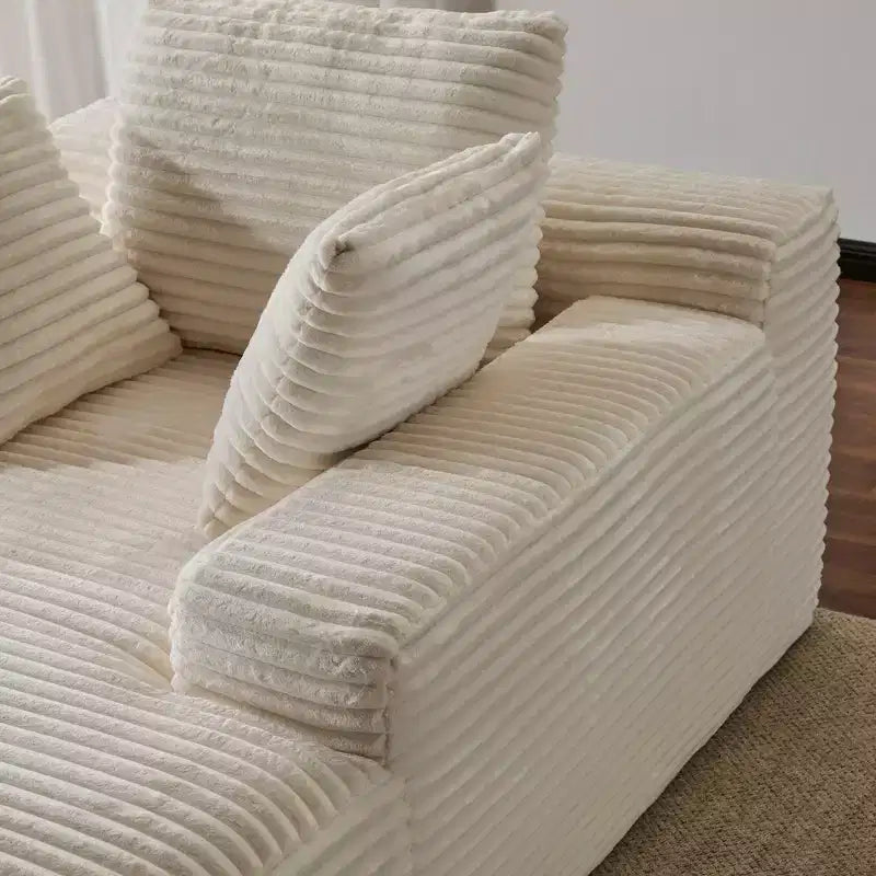 Whisen Modern Corduroy Single Sleeper Sofa & Chaise Lounge Chair & Daybed with Accent Pillows, No Assembly Required