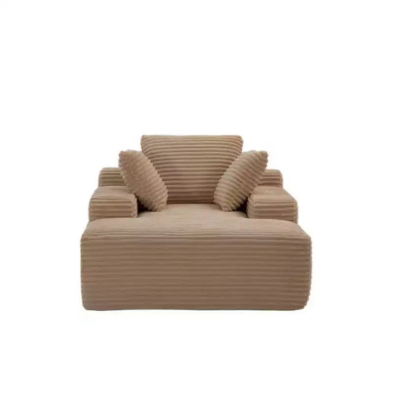 Whisen Modern Corduroy Single Sleeper Sofa & Chaise Lounge Chair & Daybed with Accent Pillows, No Assembly Required