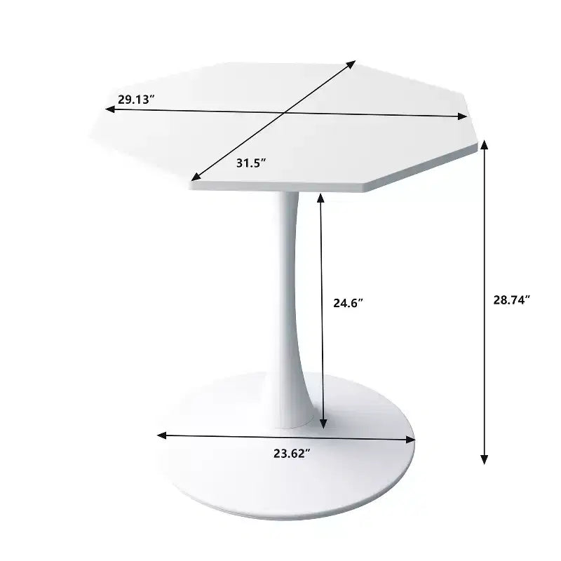 MAYEERTY Octagonal Metal Base Coffee Table with MDF Table Top for Dining Room Living Room White